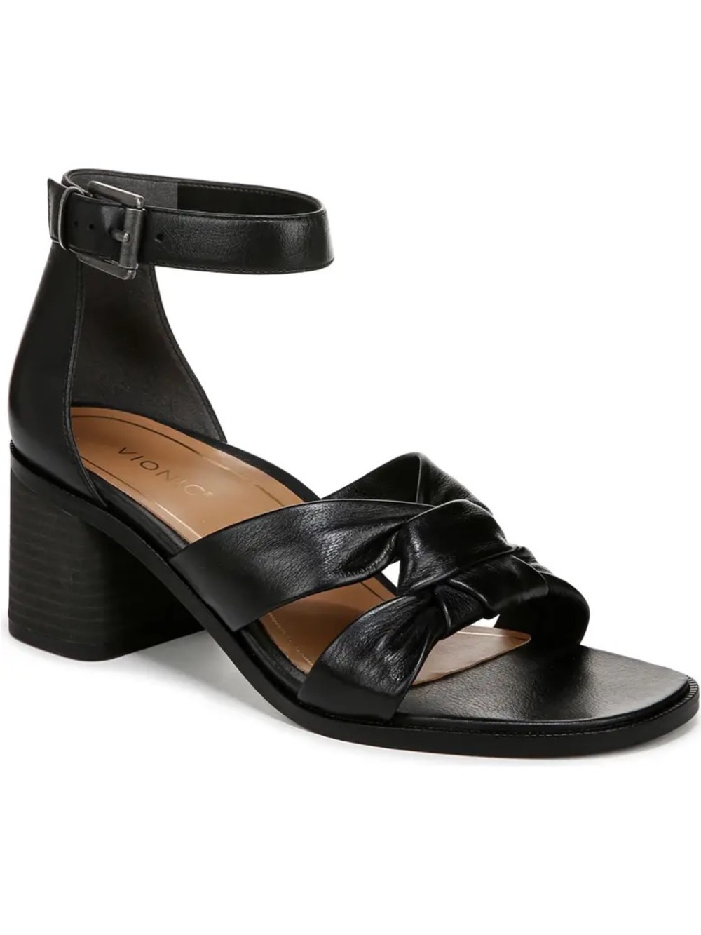 Vionic Maia Ankle Strap Sandals in Black Tmb Leather Size 8.5